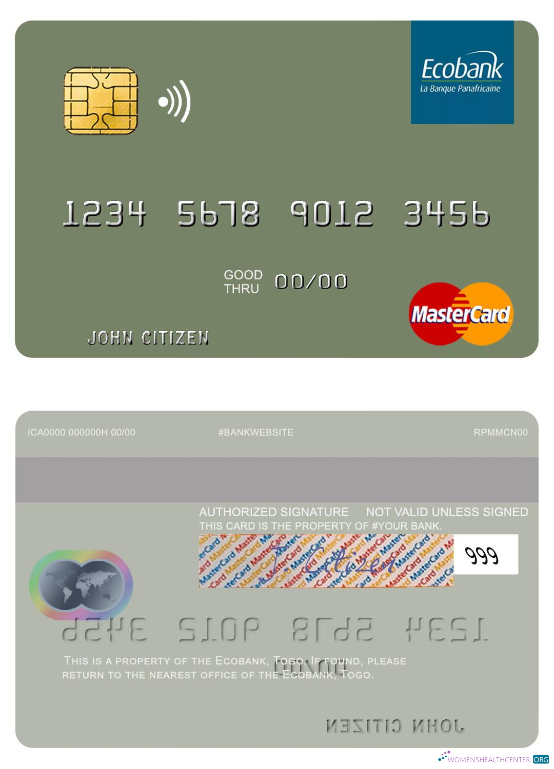 Download Togo Ecobank mastercard Photoshop template